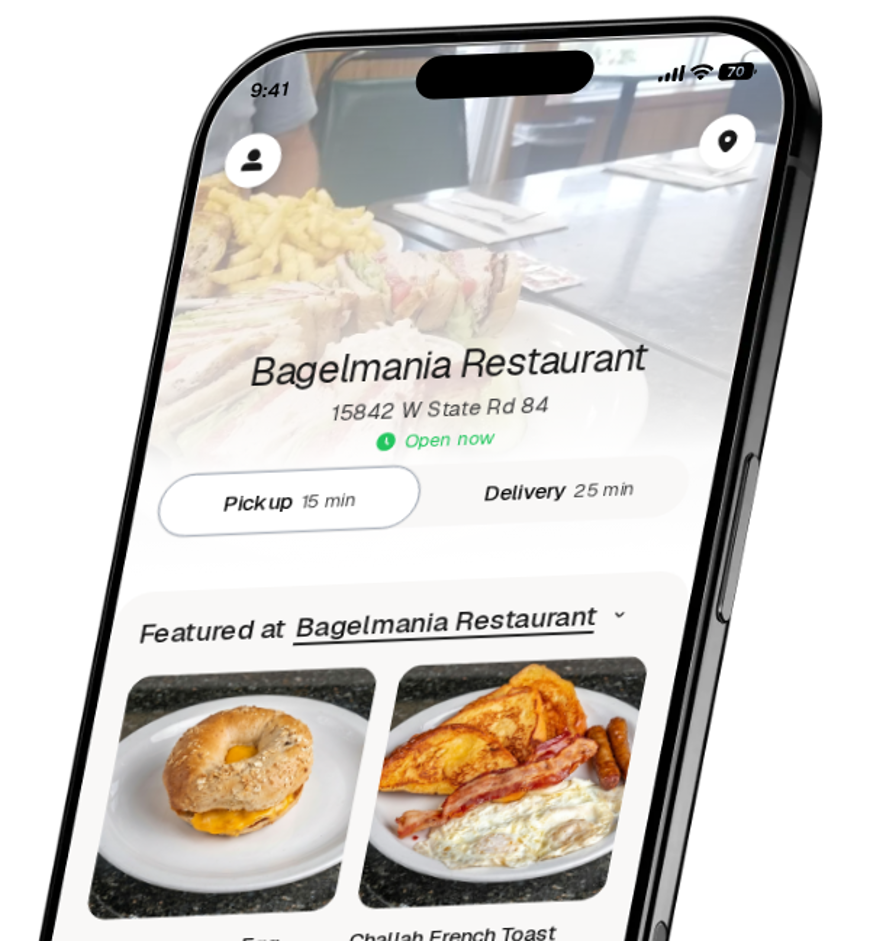 Bagelmania Restaurant app preview