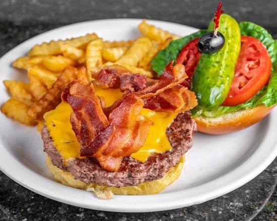 Bacon Cheeseburger Deluxe W/ Fries.