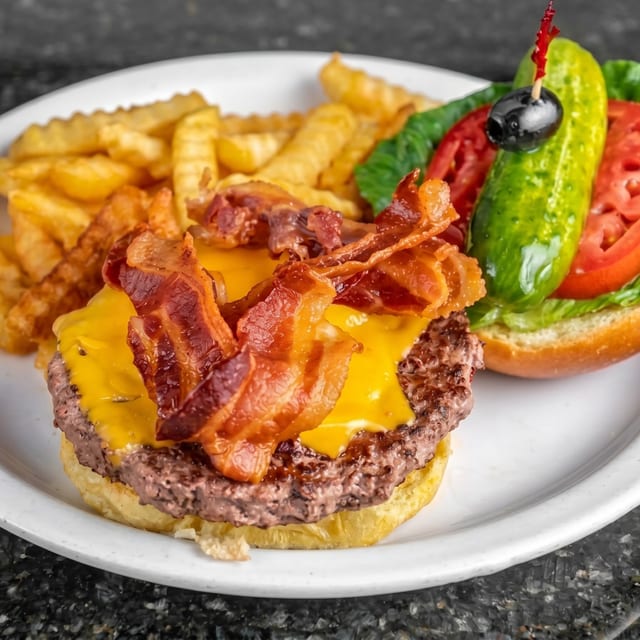 Bacon Cheeseburger Deluxe with Fries.